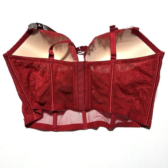 Victoria's Secret 38DD Very Sexy Bling Strap Push Up Bra Corset Bustier Red NWT - Picture 4 of 8